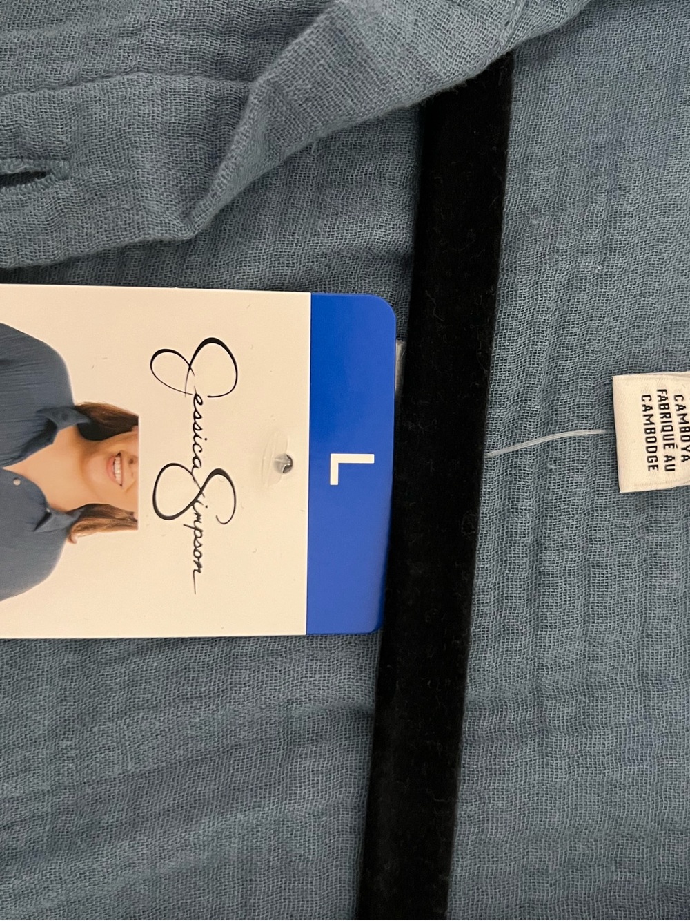 Jessica Simpson Casual Short-Sleeve Button-Down in Slate Blue - Picture 3 of 3